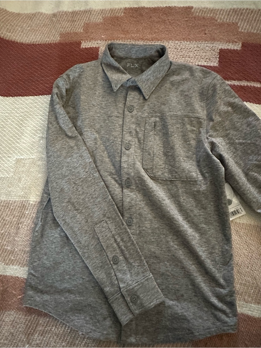 Men's brushed Heather Gray Long-Sleeve Button-Up Shirt